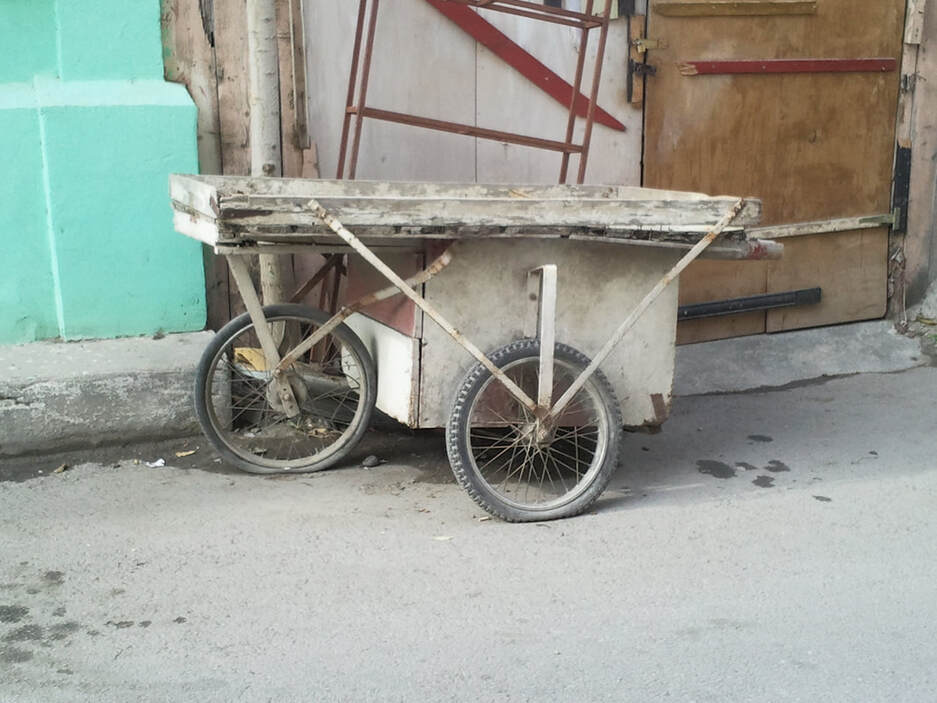 An abandoned Old Street traders cart. Lefkosa