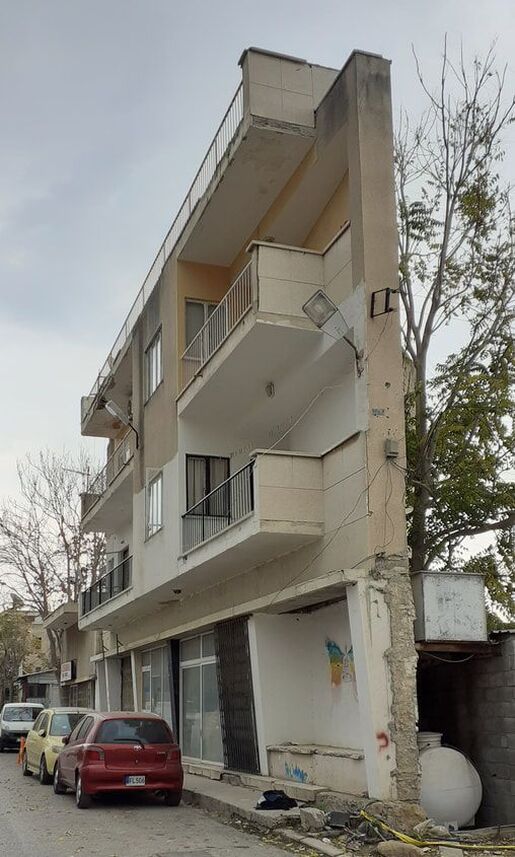 A deceptive angle shot of an apartment block Lefkosa, making it seem like only the front exists. Lefkosa