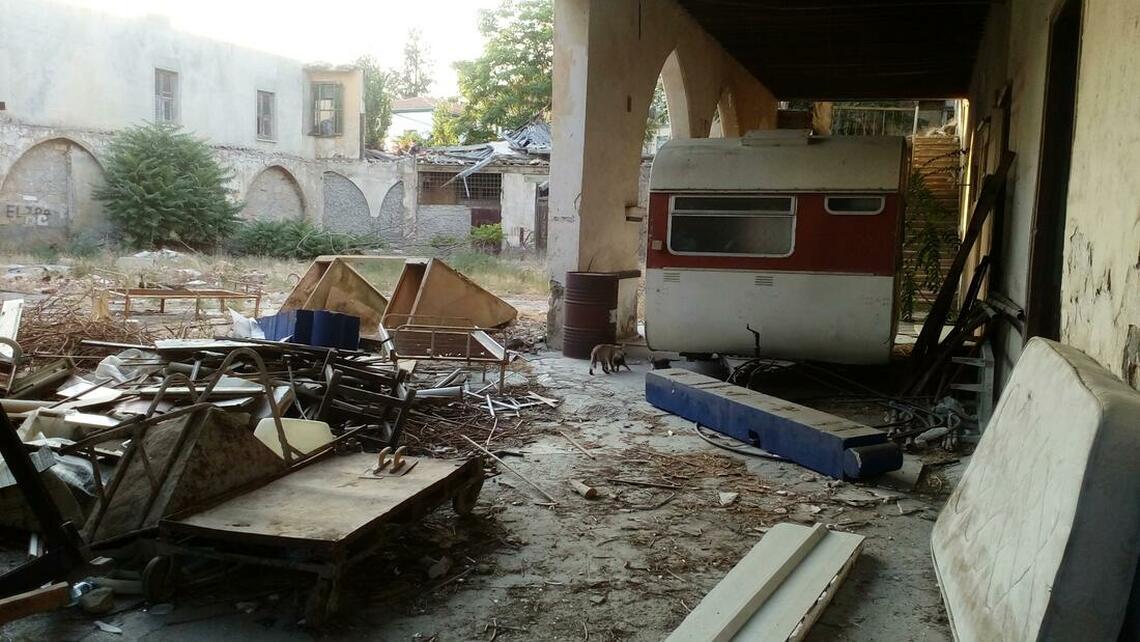 A possibly Deserted Caravan in a run down space in Lefkosa.