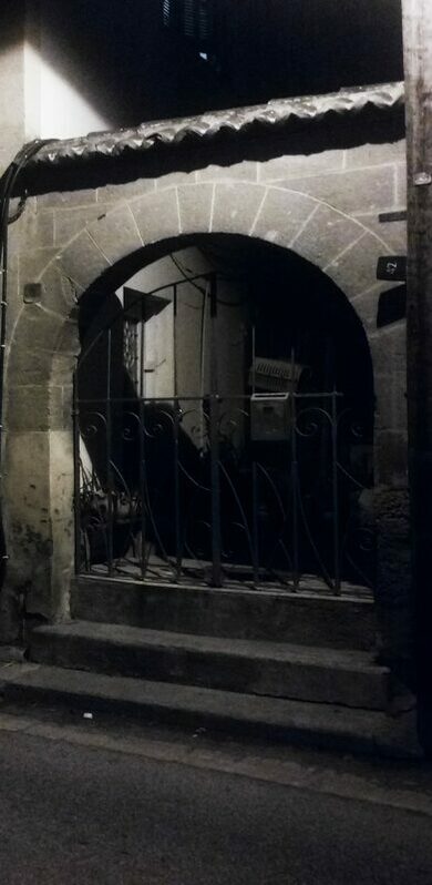 A black and white entrance shot. Night Gate Nicosia.