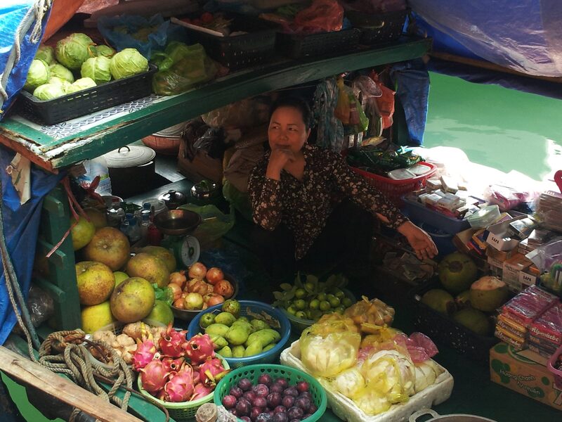 Halong Bay Floating Market, Vegetables seller in Halong Bay, Vietnam, 2012