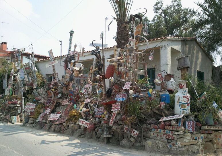A mad jumble colection attached to a house, Cyprus Village Life, Abstract Houses.
